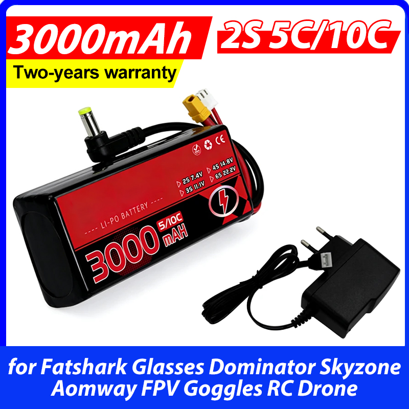 Аккумулятор LiPo 3000 мАч 2S 5 – обзор и цена Skyzone Sky04X Pro Oled Fpv Goggles